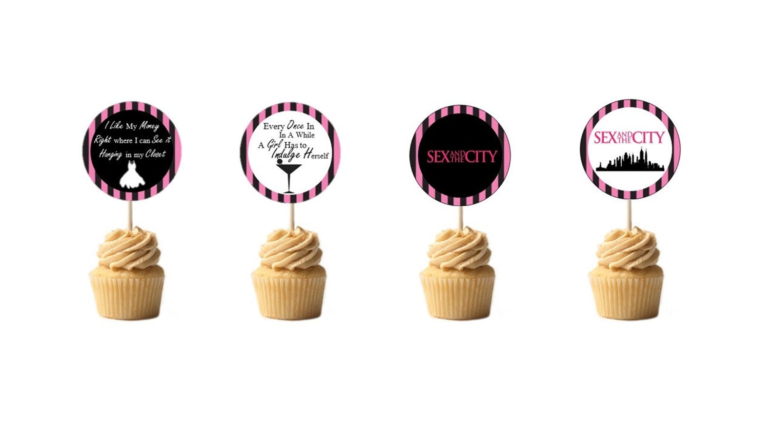 Sex and the City Cupcake Toppers Bachelorette Party Girls Etsy