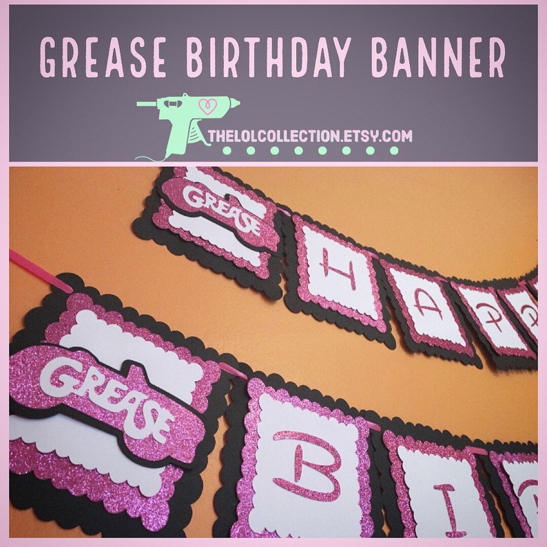 Grease Birthday Banner Pink Ladies T Birds Party Supplies Etsy