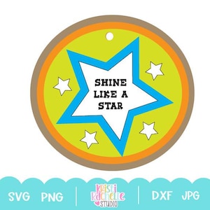 Cirkel Tag SVG Star Shine SVG Glowforge Star Shine Bright Star Shine Bright Glowforge Cut-bestand Star Gift Label Card Tag SVG Star Shine png