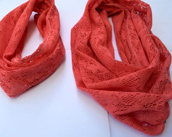 Coral Lace scarf, Infinity Scarf set, mommy and me scarf set