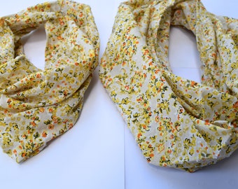 Floral Mustard scarf, Infinity Scarf set, mommy and me scarf set