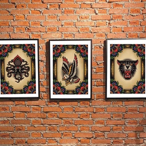Traditional Tattoo A4 Prints - Set of 3 or 5