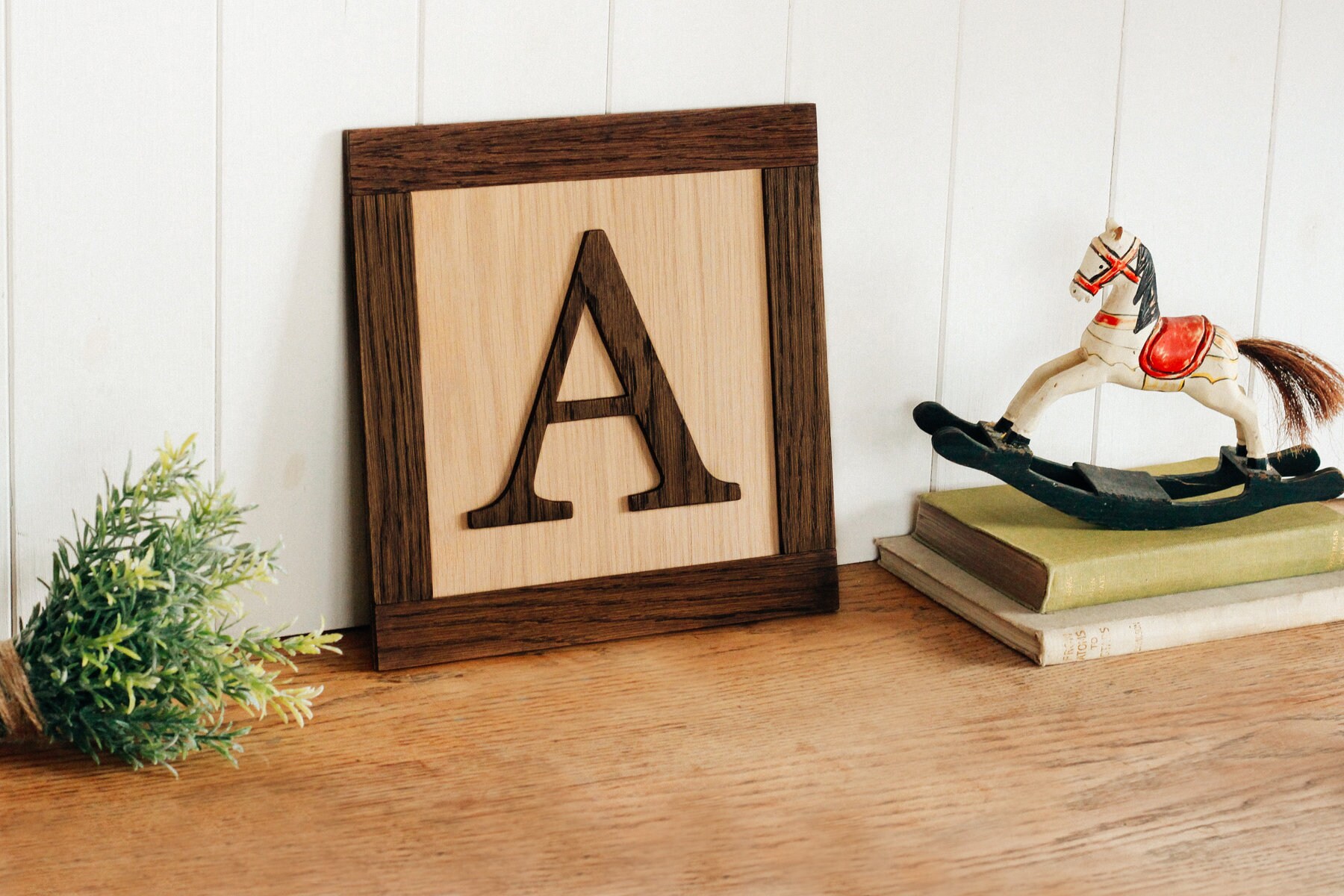 Wooden Initial Decor Framed Custom Letter Wall Hanging Etsy