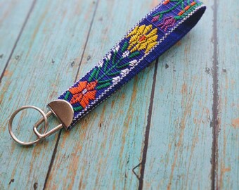 Cute Purple Keychain Purple Floral Key Fob  Key Fob Wristlet  Gift for Her  Key  Wristlet  Boho Keychain For Women