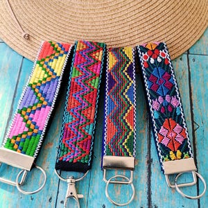 Wrist Fabric Keychain, EThnic Pattern Key Holder, Gifts for Him, Wristlet Key Lanyard Strap, Custom Key Ring, Strap For Car Keys, Handmade