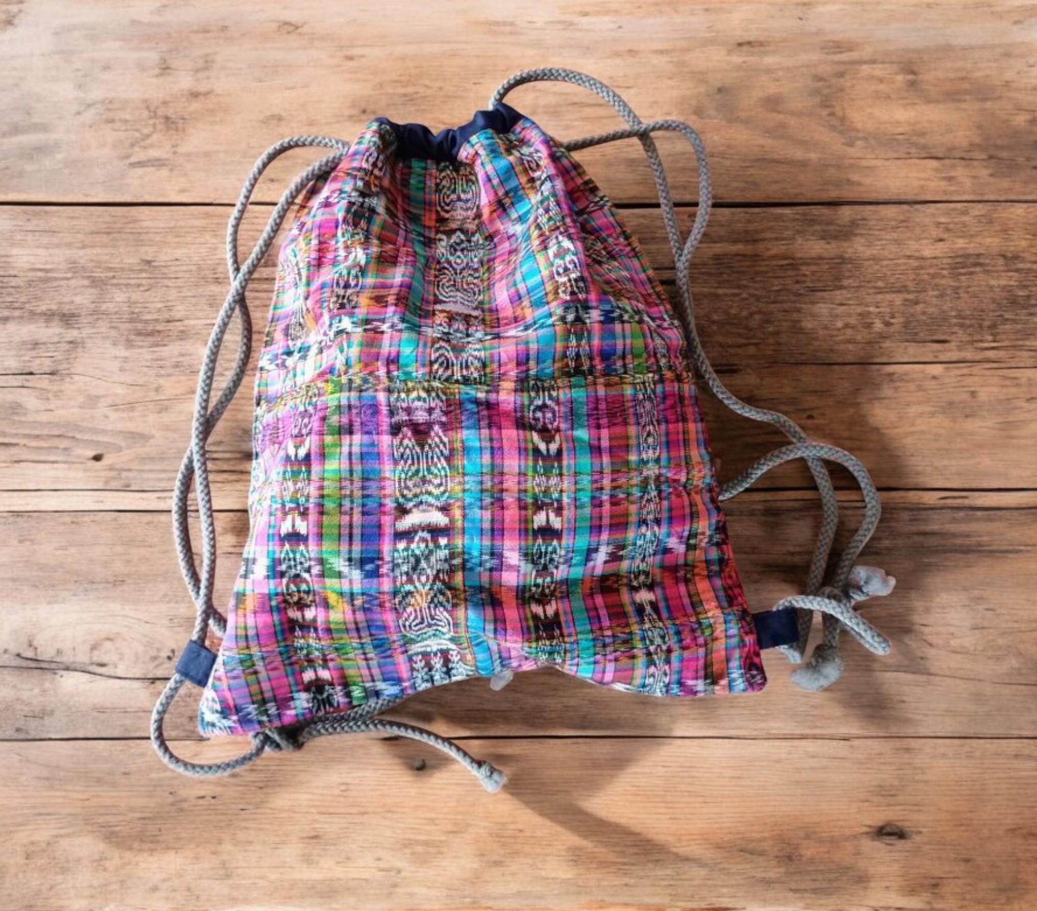 Colorful Geometric Pattern Backpack Ethnic Drawstring Bag Tribal Aztec Geometric Pattern Drawstring Backpack Iceland  main image 3