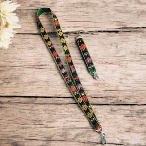 Botanical handwoven Lanyard, Lanyard For Women, Floral Fabric, Plant Mom Gift, Keychain Lanyard, Unique gift set for mom / teacher