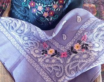 Embroidered Floral Bandana, Hair Accessory, Head Bandana, Neck Bandana, Scarf, Bandana for Women, Bandana for Pets, Mexican Embroidered