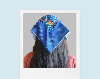 Floral 100% Cotton Bandanas Embroidered Flowers Head Wraps Scarf Gift for Her Mexican Neck Scarf