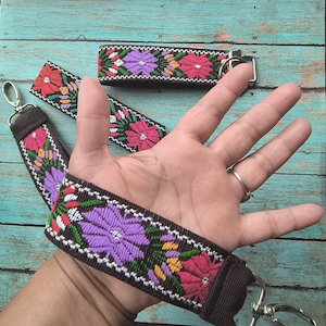 Flower Keychain Wristlet, Handcrafted Fabric Key Fob, Gift For Her, New Driver Gift, EMBROIDERED Flowers