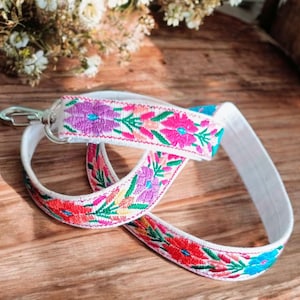 Mexican Floral Embroidered Lanyard: Boho Fabric ID Holder
