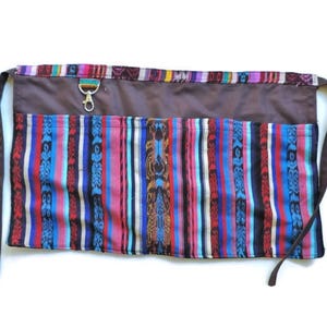 Colorful Teacher Apron, Half Apron Guatemala Fabric, Teacher Gift, Cute Pocket Apron, Art Smock, Gift For Women, Ethnic Kitchen Accessory