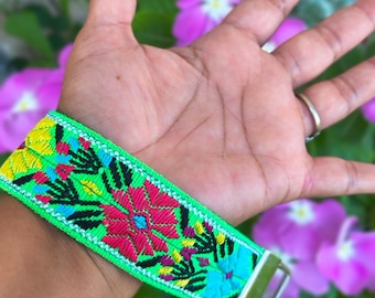 Floral Wristlet Key Fob, Botanical Keychain, Florist Gift, Fabric Key Strap, Boho Key Strap