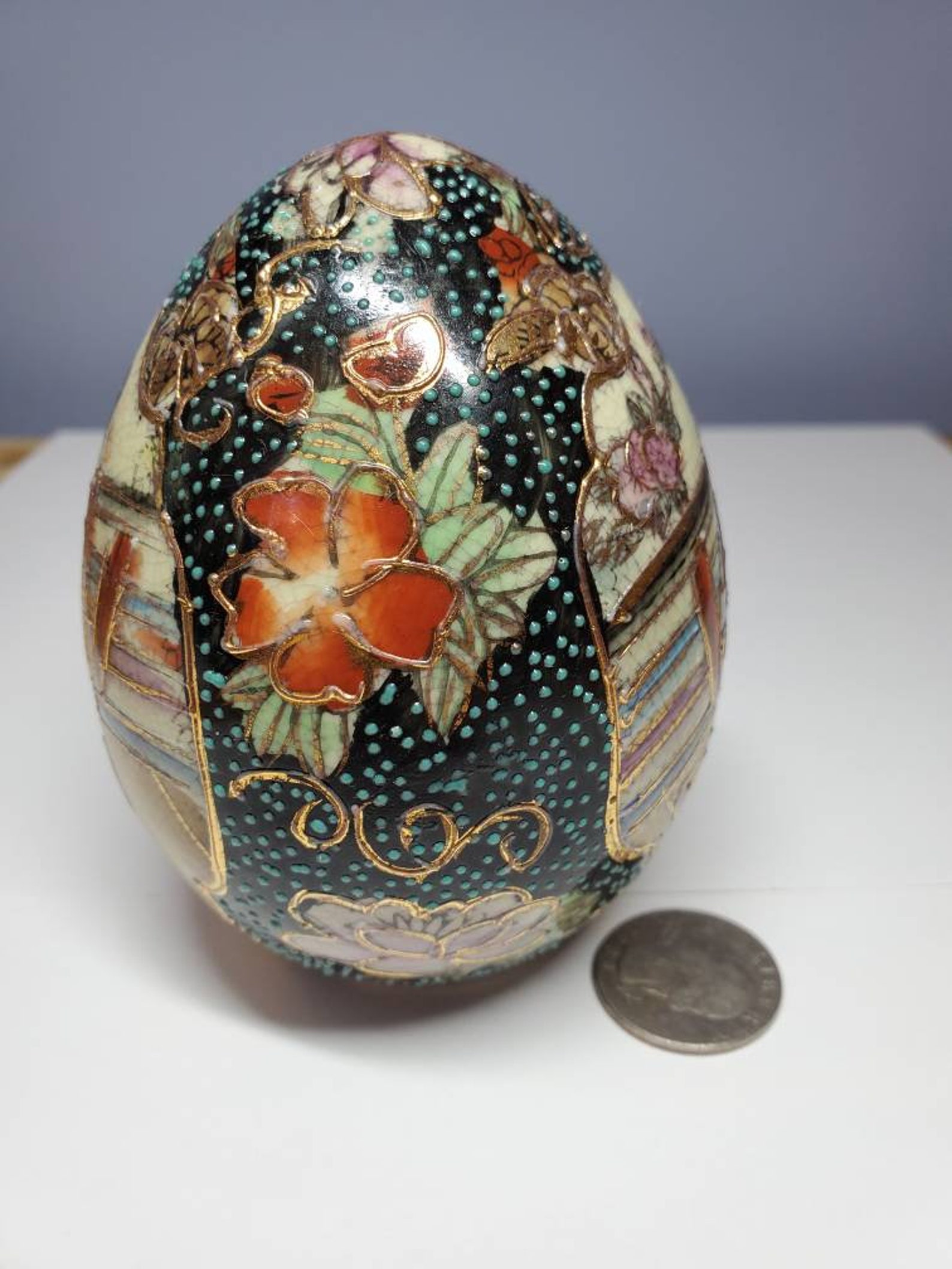 Hand Painted vintage Satsuma Egg Geisha Porcelain Ceramic Etsy