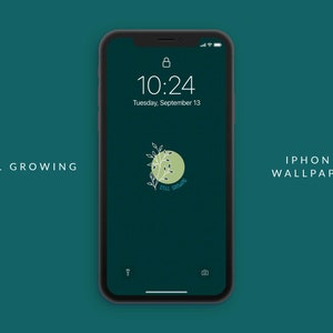 Still Growing Phone Wallpaper | Dark Minimal Background | Plant iPhone Wallpaper | Modern Design | Personal Affirmation
