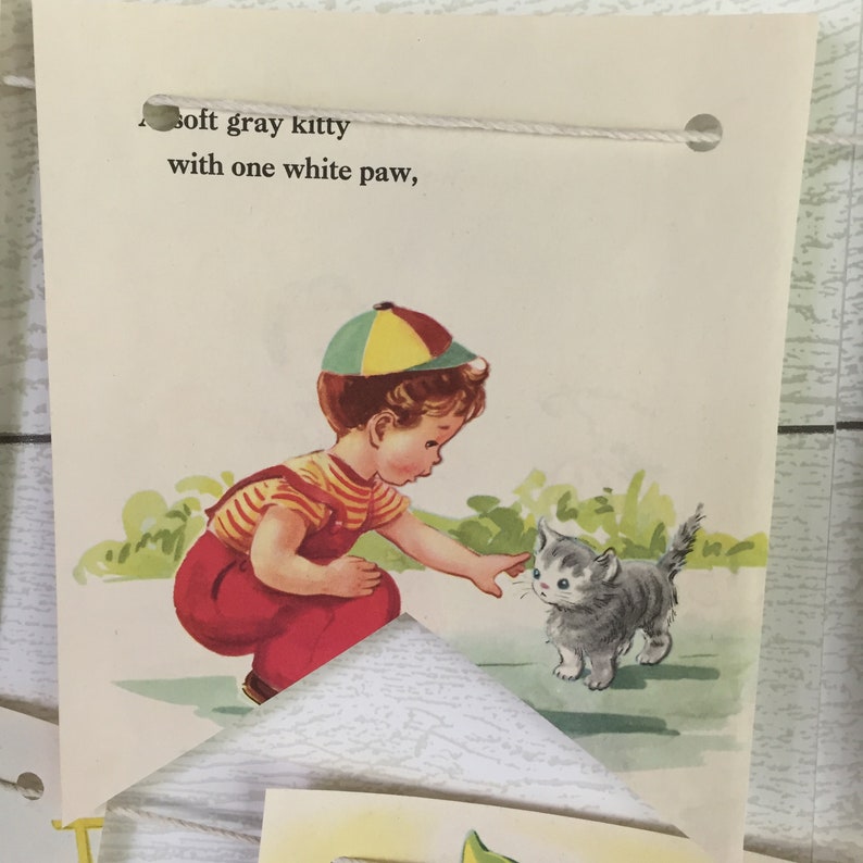Vintage Children Mother Book Bunting Banner Garland Pennant
