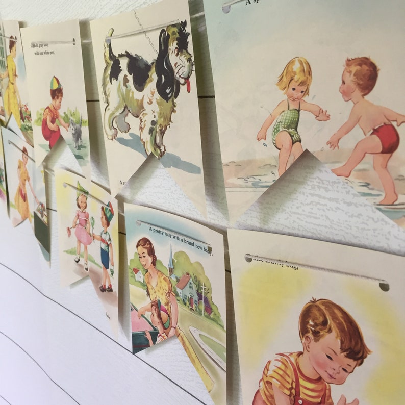 Vintage Children Mother Book Bunting Banner Garland Pennant
