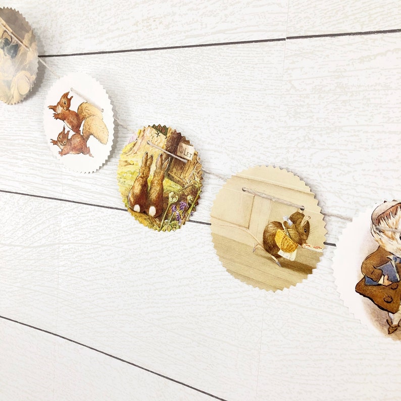 Beatrix Potter Assorted Characters Paper Bunting Banner Pennant Garland Nursery Baby Shower Party
