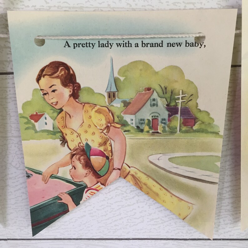 Vintage Children Mother Book Bunting Banner Garland Pennant