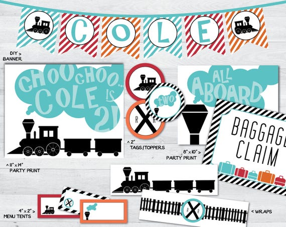 train party printables, train party decorations, train party package, train party, train party signs, train party banner, train party decor Il_570xn