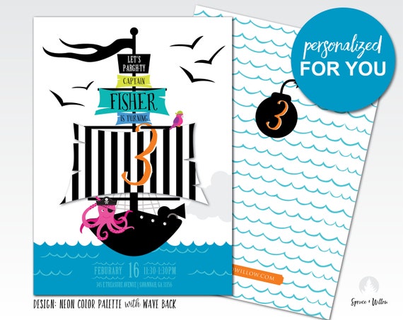 pirate birthday invitation, pirate birthday party, pirate birthday party invite, pirate invitation, pirate ship invitation digital, treasure Il_570xn