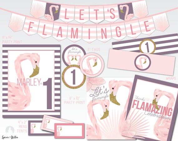 flamingo party printable, flamingo birthday decorations, flamingo birthday party, flamingo birthday party decor, flamingo party decorations Il_570xn