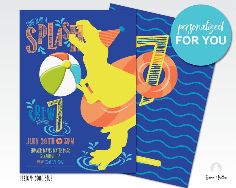 Dinosaur Pool Party Invitation Pool Party Invitation Pool - Etsy