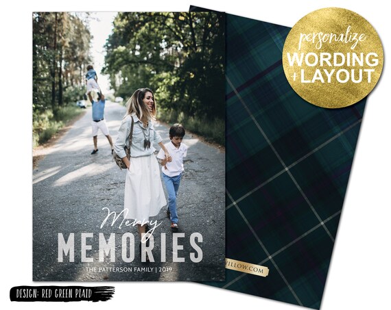 merry memories photo cards, printable christmas card with photo, personalized christmas card, digital christmas card, holiday photo cards Il_570xn