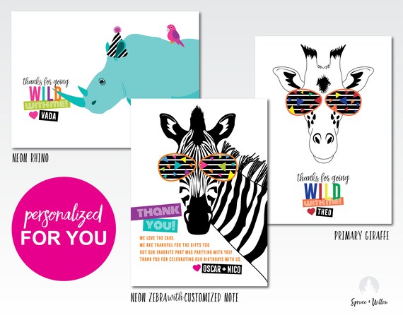 zoo thank you card, party animal thank you card, party animal thank you card, zoo thank you card, safari thank you card, zoo thank you tag Il_570xn