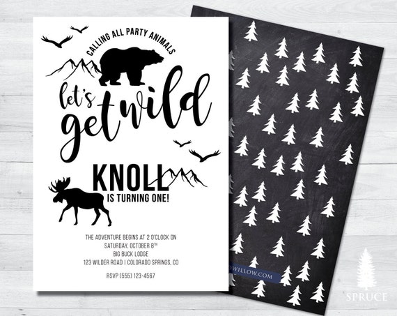 party animal birthday invitation, woodland birthday invitation, calling all party animals birthday invitation, party animal invitation Il_570xn