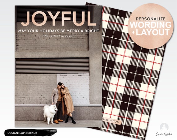 modern photo holiday cards, printable christmas card with photo, personalized christmas card, digital card, joyful photo christmas cards Il_570xn