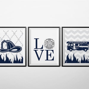 Firefighter Themed Nursery, Baby Boy Nursery Decor Art, Firefighting Decor, Nursery Prints, Boy, Firetruck Nursery