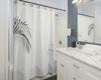Coastal Beach Palm Shower Curtains, Stylish Neutral Bathroom Curtain, Natural Vibe, Plant Mom Gift, Garden Lover Gift