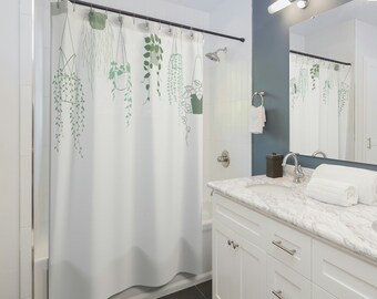 Boho Vine Floral Shower Curtains, Stylish Neutral Bathroom Curtain, Natural Vibe, Plant Mom Gift, Garden Lover Gift