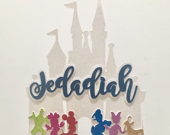 Personalize castle  name cake topper, mickey mouse club house name cake  topper, Disney castle custom name cake topper, princess castl