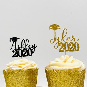 2025 Personalize grad name cupcake toppers 12ct, custom name grad cupcake toppers, class of 2025 name cupcake toppers, graduation cupcake