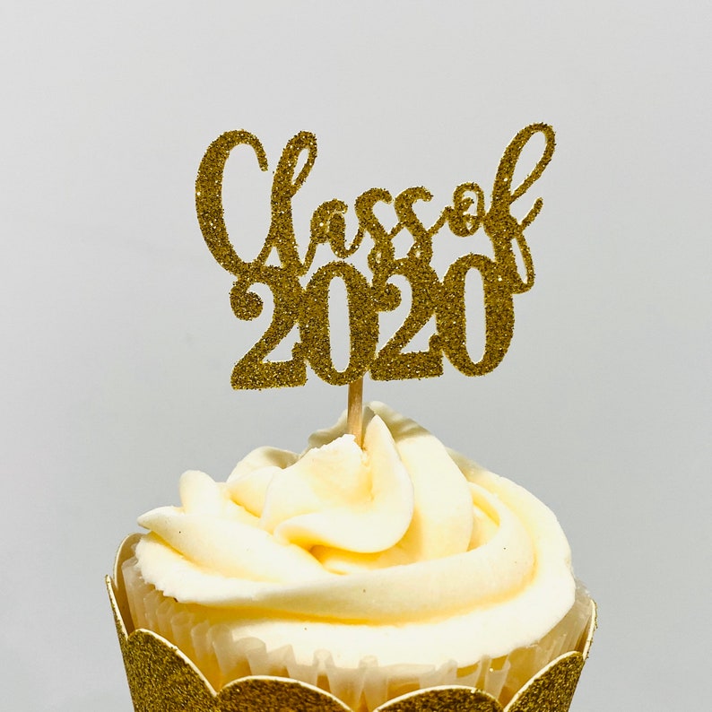 2022 Graduation Glitter Cupcake Toppers Graduation Cupcake Etsy