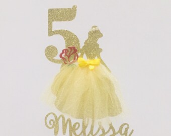 Belle Cake topper, beauty and beast cake topper, belle personalized cake topper, personalized  cake topper