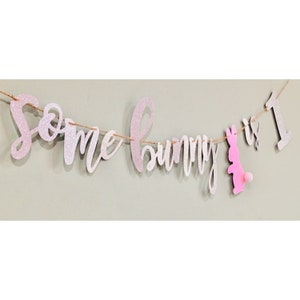 Some bunny Is One banner, First birthday banner, birthday bunny banner, some bunny is one party decoration, bunny 1 banner