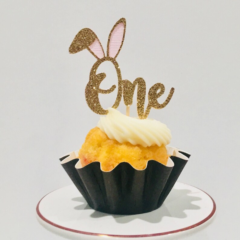 First birthday Cupcake topper bunny 1 cupcake top 12ct bunny One cupcake topper some bunny is one party decoration birthday bunny topper