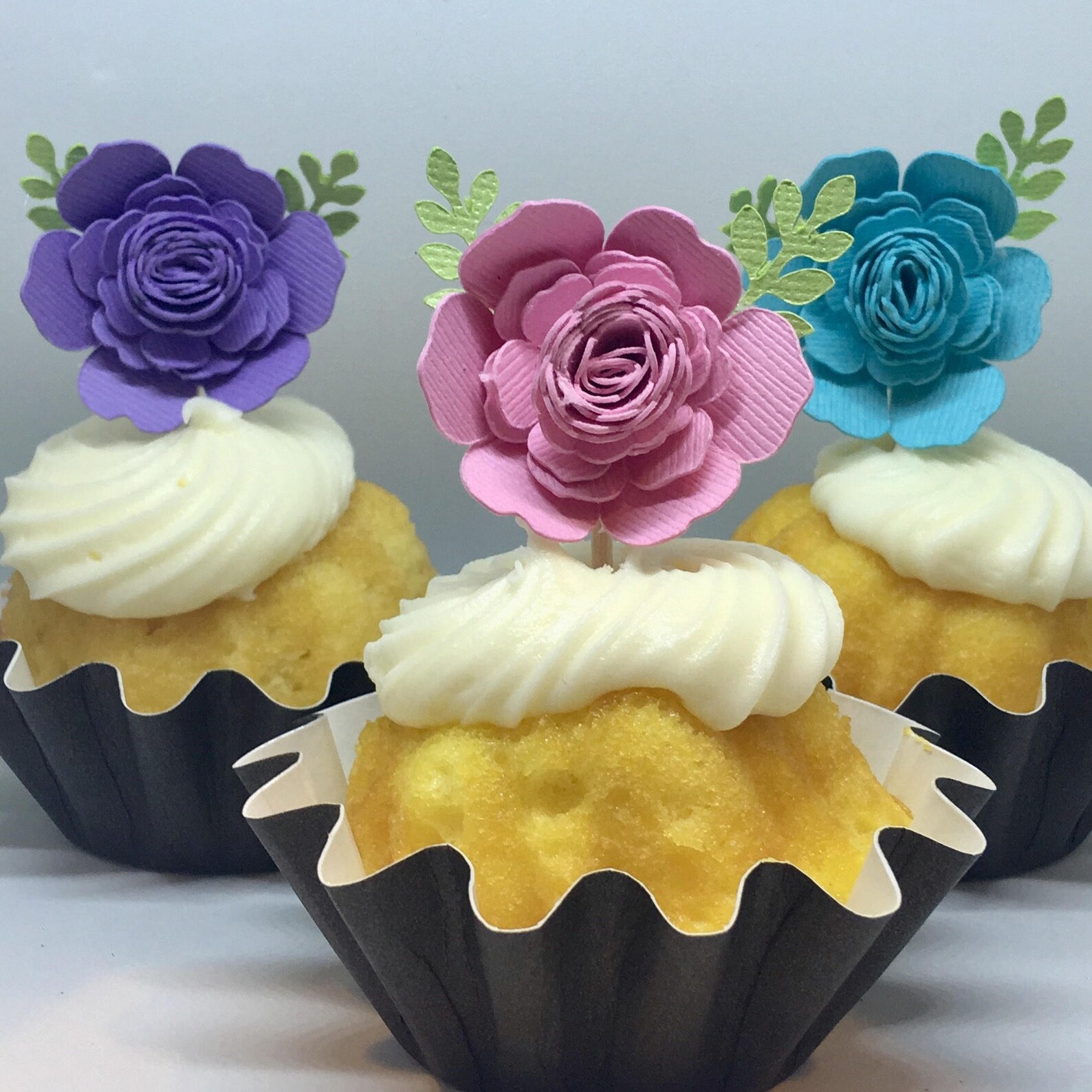 12ct Rose Cupcake Topper Flower Cupcake Toppers Tea Party Etsy