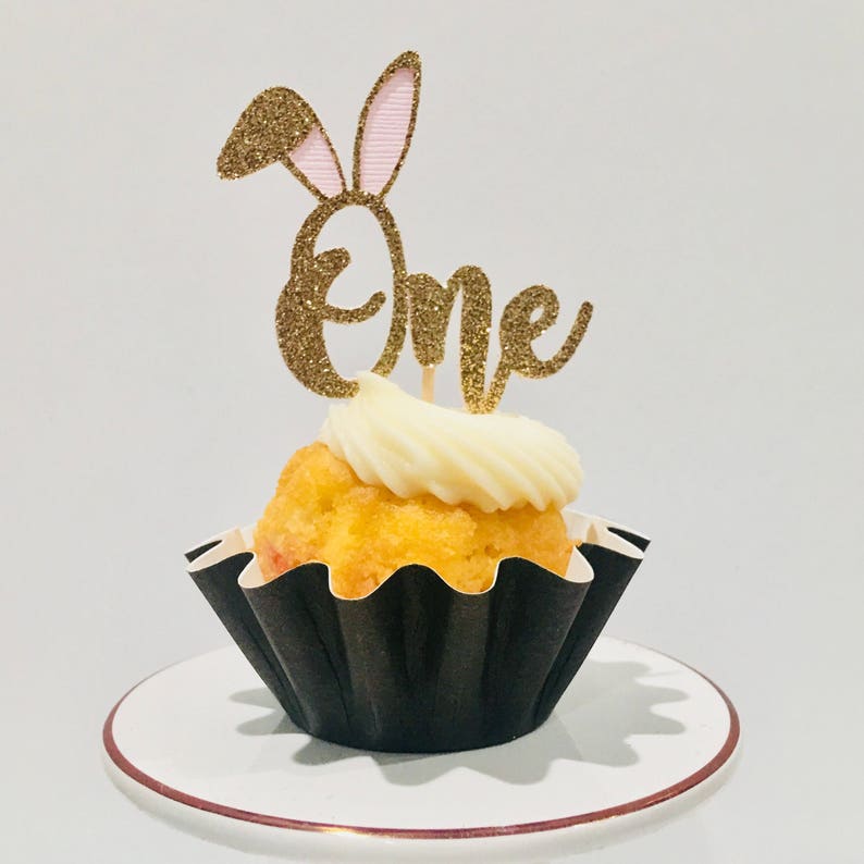 First birthday Cupcake topper bunny 1 cupcake top 12ct bunny One cupcake topper some bunny is one party decoration birthday bunny topper