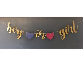 Boy or girl banner, boy or girl sign, gender reveal decor, gender reveal decorations, gender reveal party decor, gender reveal banner,