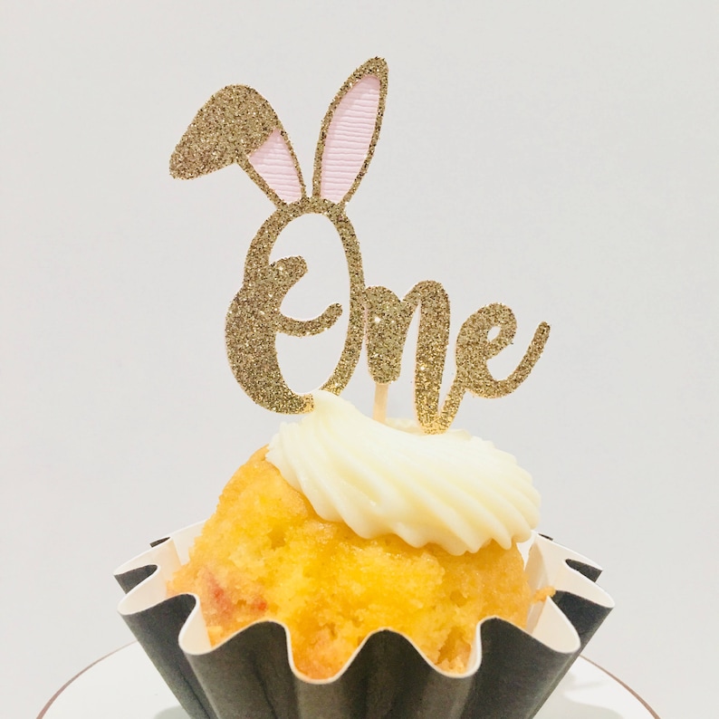 First birthday Cupcake topper bunny 1 cupcake top 12ct bunny One cupcake topper some bunny is one party decoration birthday bunny topper