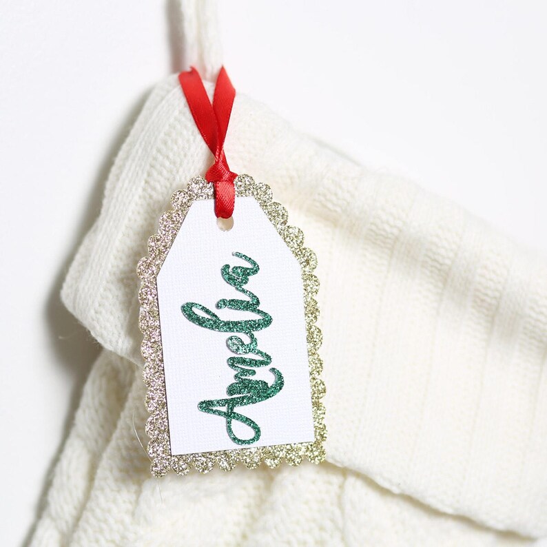 Christmas Stocking Name Tags Personalized Christmas Stocking Etsy