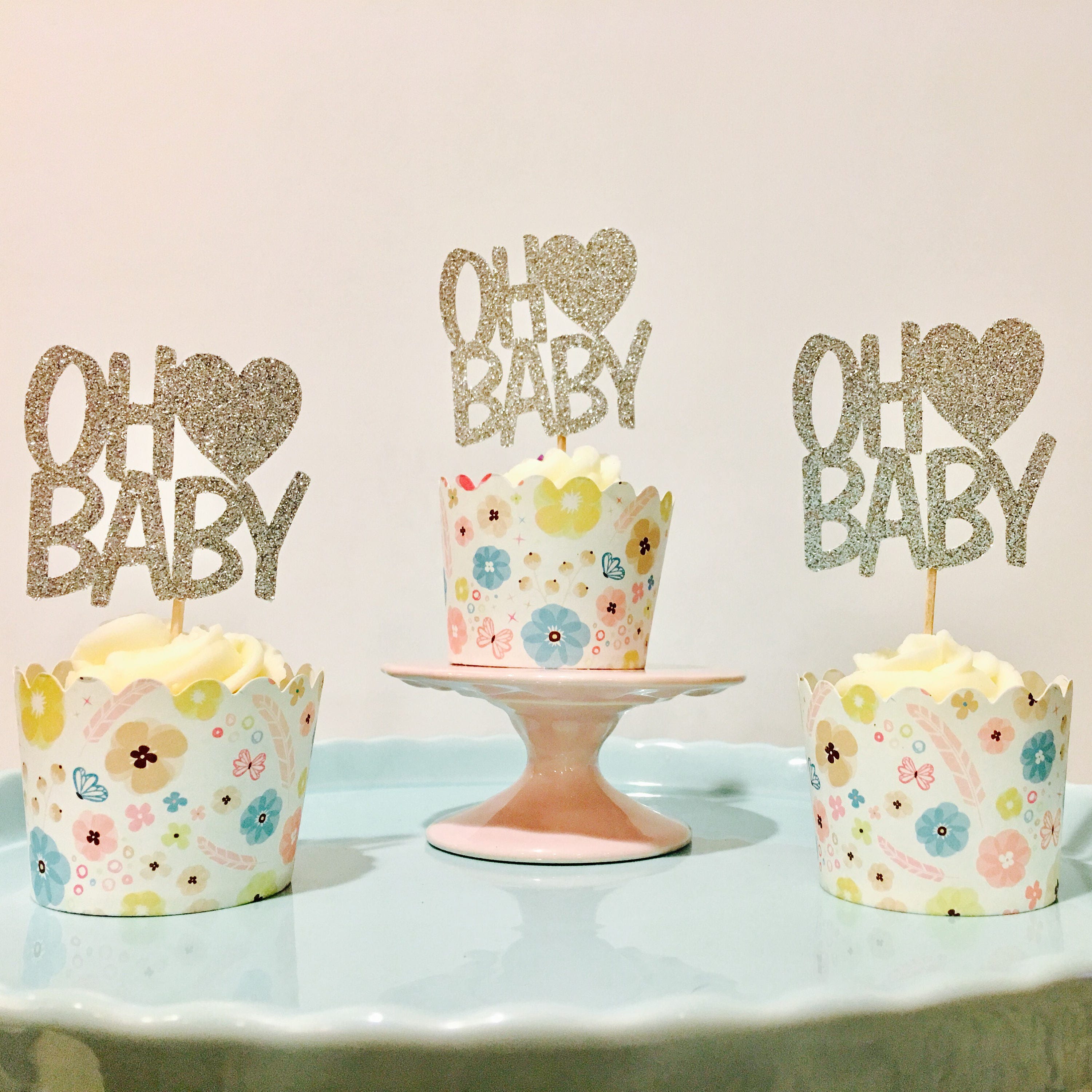 12ct Oh baby cupcake toppers oh baby cupcake topper heart Etsy