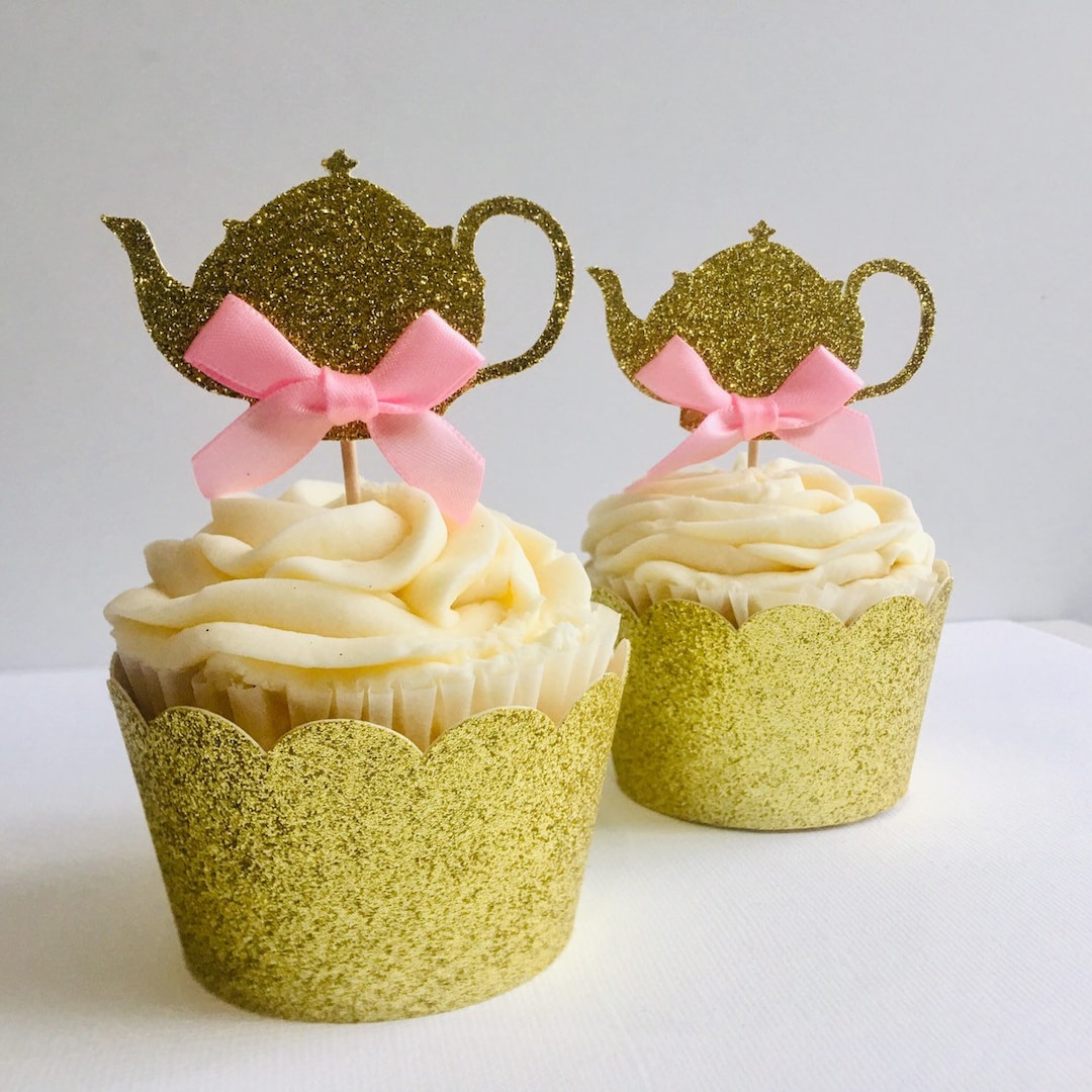 Tea Party Cupcake Teapot Toppers Teapot Cupcake Topper Tea Etsy