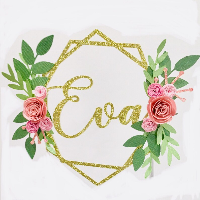 Personalize flower Cake topper name cake topper birthday Etsy