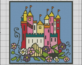 Medieval Castle Needlepoint or Crosstitch Pattern
