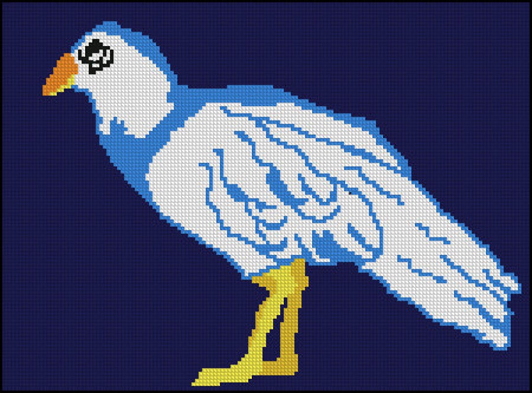 Digital Needlepoint or Cross Stitch Standing Bird Etsy